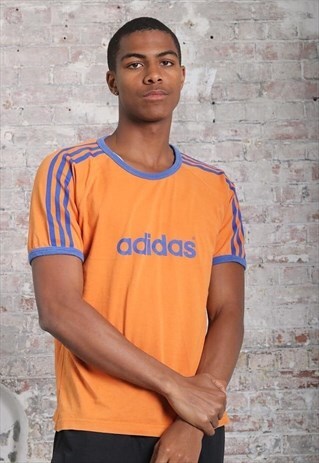 VINTAGE ADIDAS LOGO SPELLOUT T-SHIRT ORANGE