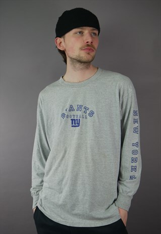 Vintage New York Giants L/S T-Shirt in Grey with Logo