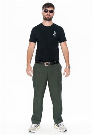 Vintage 90s classic pleated trousers in dark green