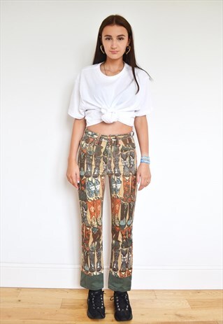 KENZO BOOTS SHOE PRINT DESIGNER MOM JEANS