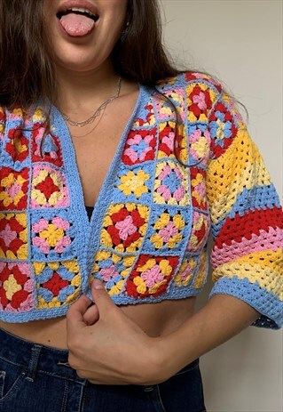 MINI GRANNY SQUARE CROCHET CARDIGAN