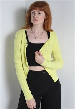 Vintage Tommy Hilfiger Preppy Cable Knit Cardigan Yellow