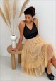 NUDE COLOR TULLE SKIRT WITH RUFFLES AIRSKIRT