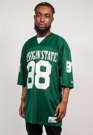 90'S GREEN MICHIGAN STATE NCAA COLLEGE T-SHIRT JERSEY