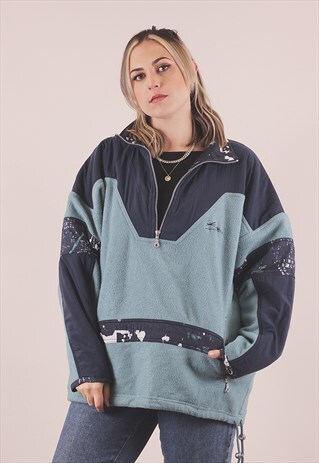 VINTAGE 90S CRAZY PRINT FLEECE JACKET /A19070