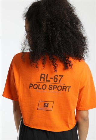 90S POLO SPORT RALPH LAUREN EMBROIDERED CROPPED T-SHIRT