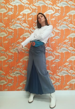 VINTAGE LEVI'S REWORKED DENIM SKIRT MAXI