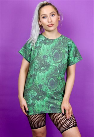 GREEN MALACHITE PRINT OVERSIZE T-SHIRT