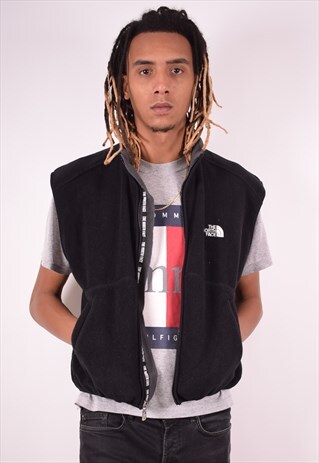 THE NORTH FACE MENS VINTAGE FLEECE GILET LARGE BLACK 90S
