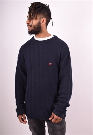 CHAPS RALPH LAUREN MENS VINTAGE JUMPER SWEATER LARGE BLUE 90