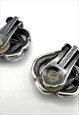 CHRISTIAN DIOR EARRINGS SILVER CRYSTAL ROSE FLOWER VINTAGE