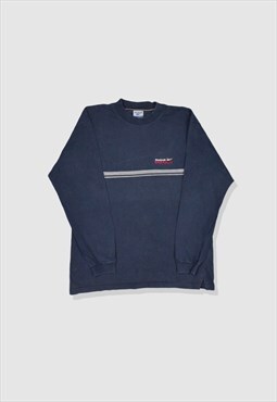 Vintage 90s Reebok Embroidered Logo Sweatshirt in Navy Blue