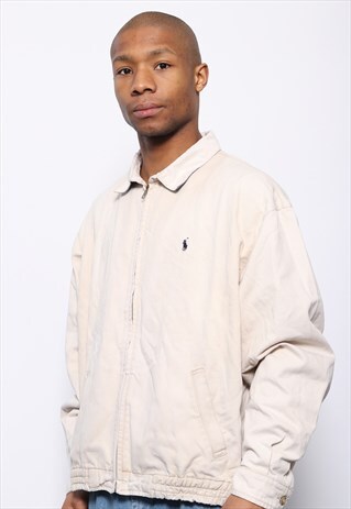 VINTAGE RALPH LAUREN COLLARED HARRINGTON JACKET CREAM