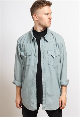 VINTAGE CALVIN KLEIN CORDUROY SHIRT BLUE