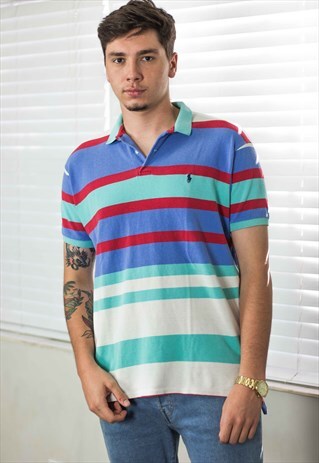 VINTAGE POLO RALPH LAUREN POLO SHIRT LOGO 90S L 9.4