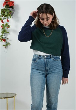 Vintage Reworked Cropped Jumper Size M