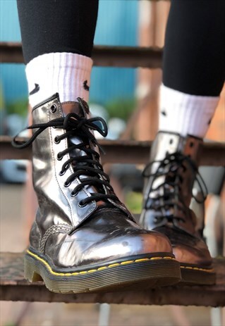 DR MARTEN PASCAL METALLIC SILVER BOOTS