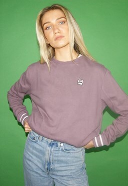 Vintage Y2K Fila Purple Embroidered Jumper Sweatshirt Medium