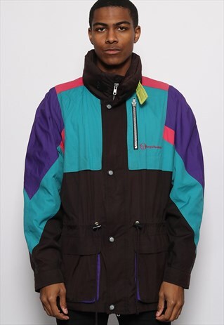 VINTAG SERGIO TACCHINI LOGO JACKET BLACK AND GREEN