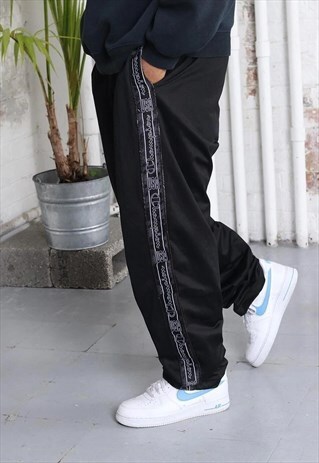 VINTAGE CHAMPION TAPE LOGO TRACK BOTTOMS BLACK