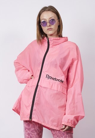 VINTAGE 80'S REEBOK HIGHLIGHTER PINK SHELL JACKET
