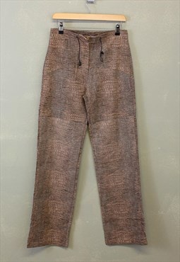 Vintage  Y2K Wide Leg Trousers brown With Crocodile Pattern 