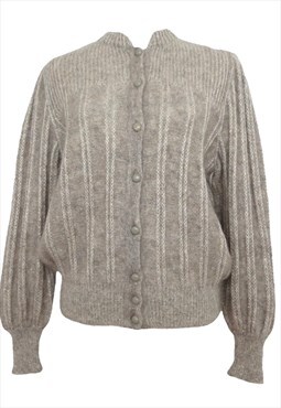 Vintage Cardigan 60s Mod Preppy Chic Taupe Sparkle Sweater
