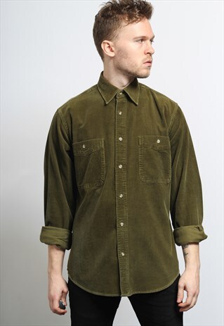 VINTAGE CORDUROY CORD SHIRT GREEN