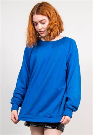 VINTAGE 90'S BLUE BASIC SWEATSHIRT JUMPER