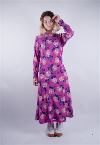 VINTAGE 80'S HANDMADE SILK FLORAL DRESS
