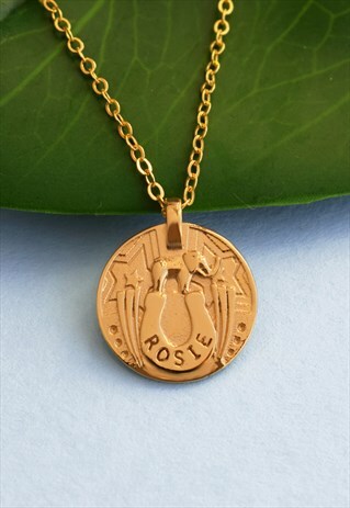 GOLD PERSONALISED NAME COIN LUCK NECKLACE HANDMADE