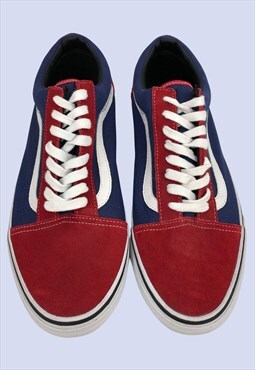 Old Skool Red Blue Suede Low Top Casual Trainers