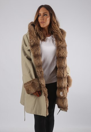 VINTAGE FAUX FUR COAT JACKET SHORT MID UK 14 (HBG)
