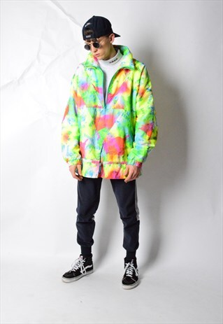 VINTAGE 80S COLOURFUL NEON SKI JACKET