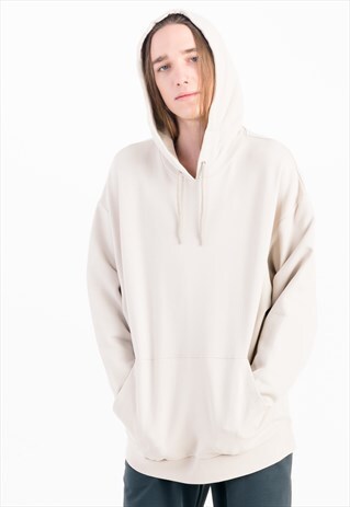 OVERSIZED HOODIE IN BEIGE WITH POUCH POCKET