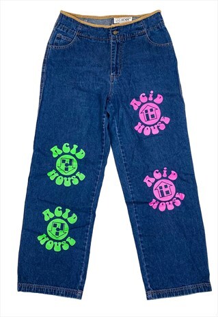 ACID HOUSE 90S RAVE DENIM JEANS