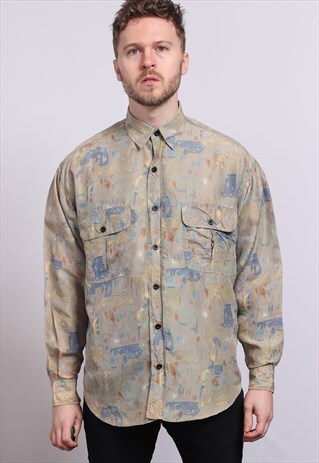 VINTAGE ABSTRACT PATTERNED SHIRT 90'S