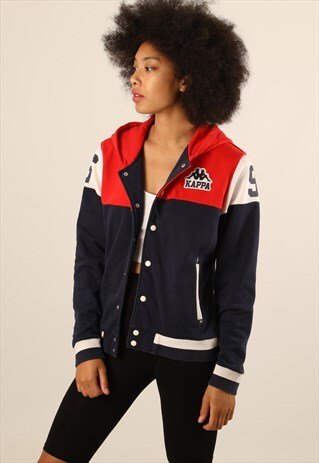 VINTAGE KAPPA LOGO BUTTON-UP VARSITY STYLE HOODIE