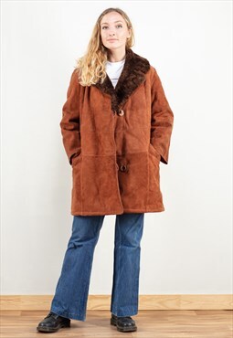 Vintage 70's Rustic Brown Sheepskin Coat