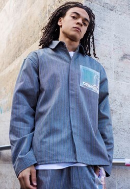 Grey premium wool fabric shirt jacket y2k