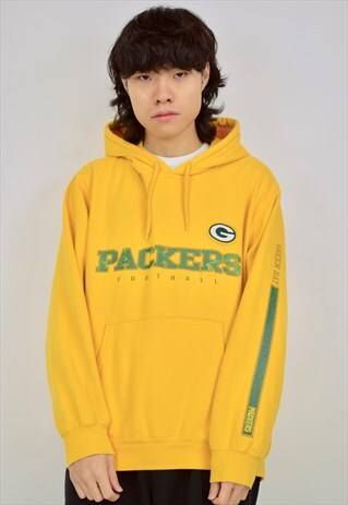 VINTAGE 90S YELLOW 'GREEN BAY' HOODIE