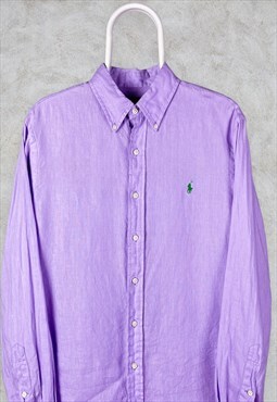Vintage Polo Ralph Lauren Shirt Long Sleeve Linen Medium