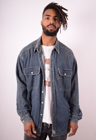 LEVI'S MENS VINTAGE DENIM SHIRT XL BLUE 90S