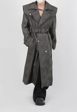 Women's Textured leather long coat (Detachable short) A vol.