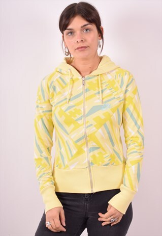 NIKE WOMENS VINTAGE HOODIE JACKET XS YELLOW 90S