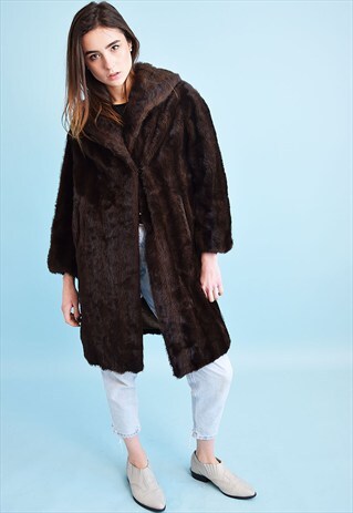 VINTAGE 80'S RETRO OVERSIZED FAUX FUR COAT