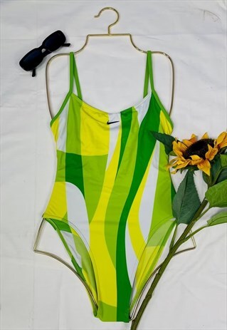 Vintage 90's Nike Swoosh Patterned Backless Swimsuit