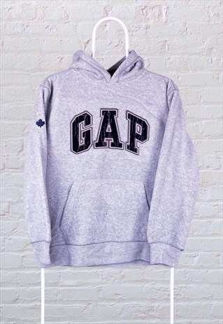 VINTAGE GAP FLEECE HOODIE GREY WOMEN'S SMALL