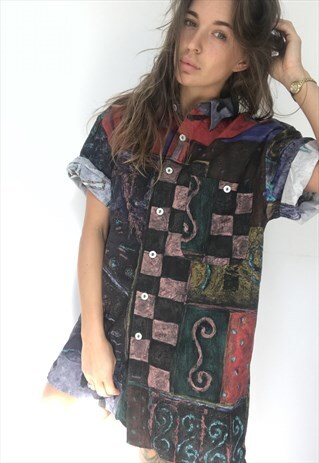 PATTERNED OVERSIZED RETRO VINTAGE UNISEX FESTIVAL SHIRT