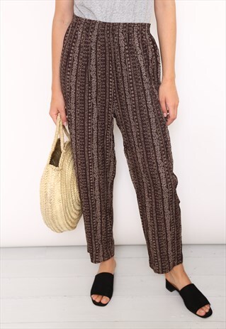 VINTAGE 90S BROWN FESTIVAL LOOSE PRINT TROUSERS